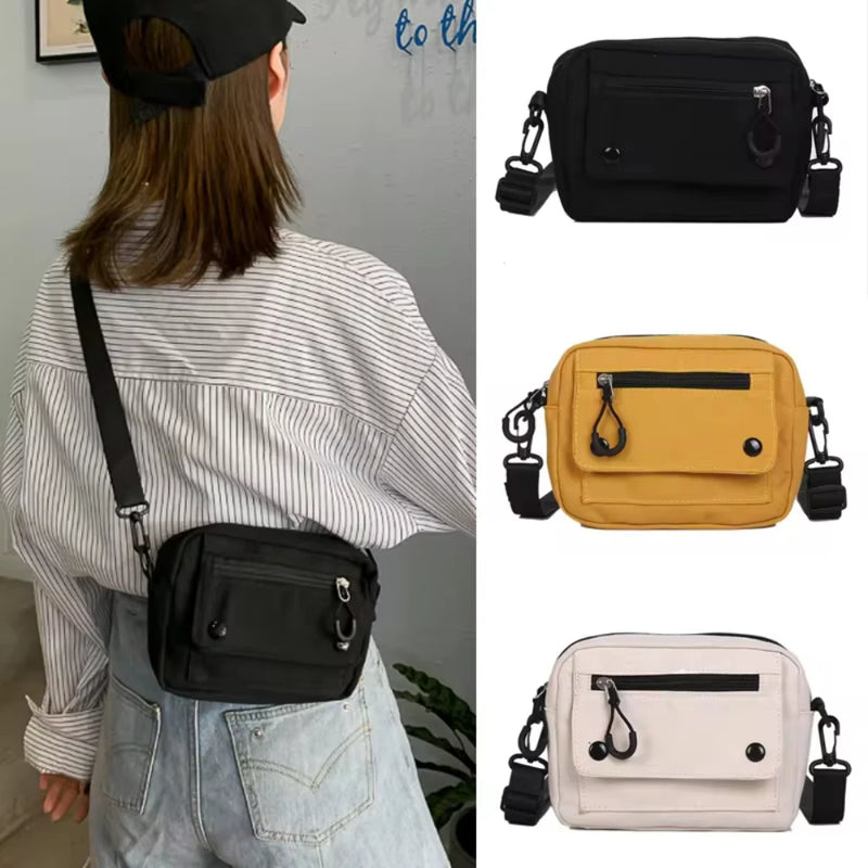 Bolsas Unissex de lona, Mini Bolsa, Transversal Casual, Bolsa de Ombro com Zíper